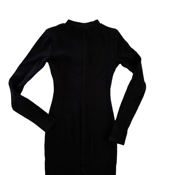 Naked Wardrobe Zip It Long Sleeve Ribbed Mini Dress Black Size Small New - Picture 7 of 13